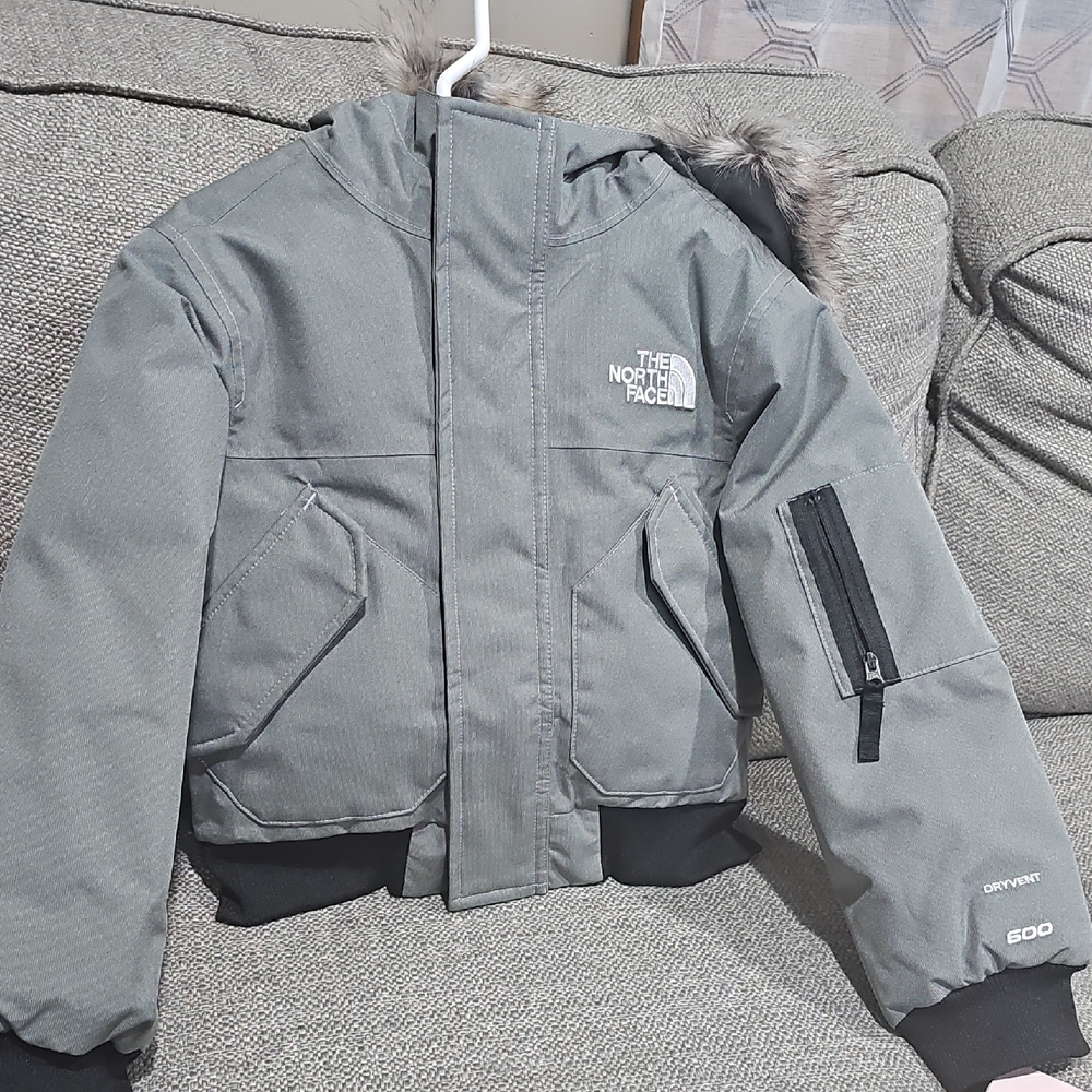 The North Face Gray Insulated Jacket with Fur Hood